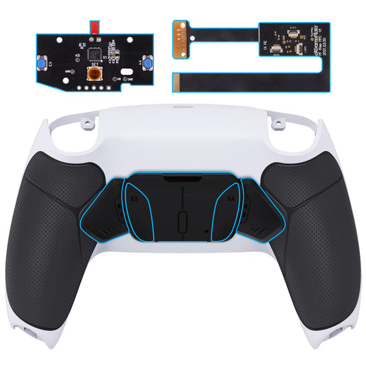 eXtremeRate Black Rubberized Grip Programable RISE4 Remap Kit for PS5 Controller BDM-010 BDM-020 Models  Upgrade Board & Redesigned White Back Shell & 4 Black Back Buttons for PS5 Controller