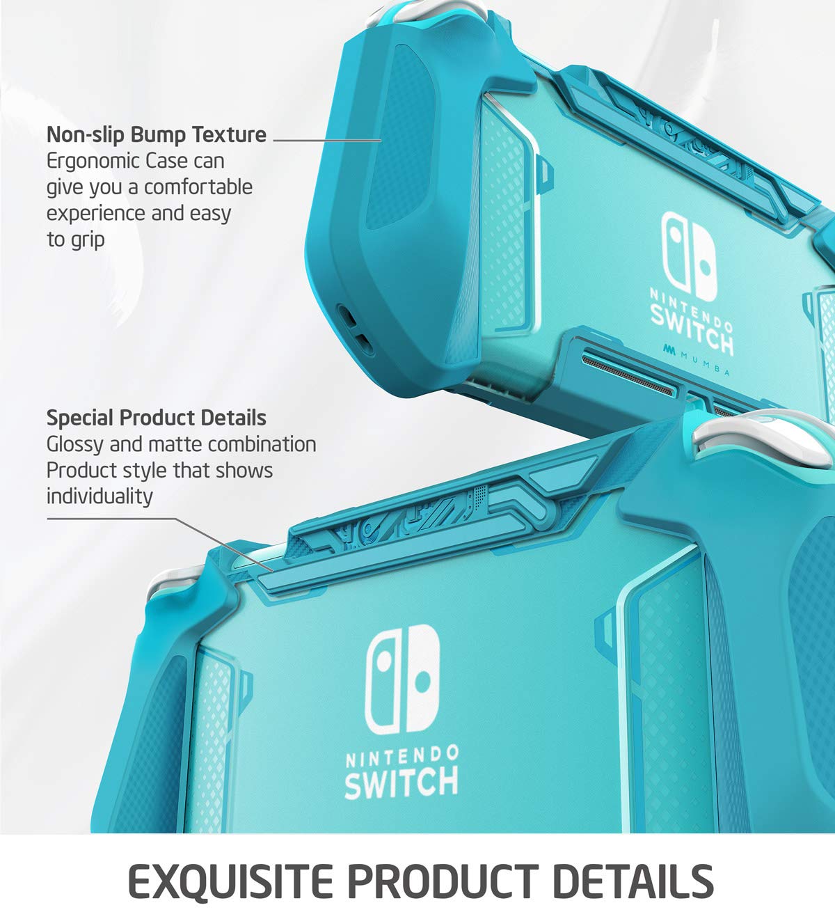 Mumba Grip Case for Nintendo Switch Lite - TPU Protective Cover, Peacock, Blade Series, Portable Accessories