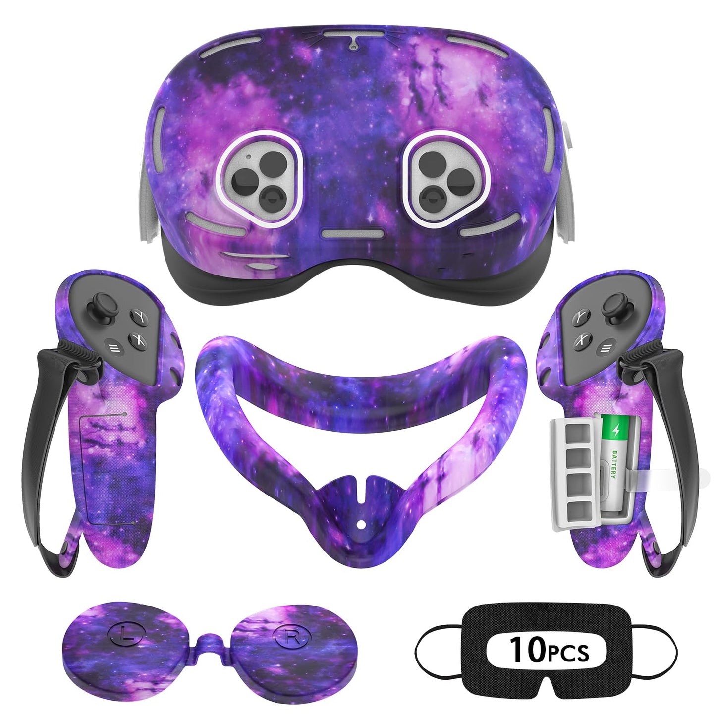 Rechale Silicone Cover Set Compatible with Oculus/Meta Quest 3S  VR Accessories for Meta Quest 3S  Protective Cover Set Includes Controller Grip Cover  Face Cover  VR Shell Cover (Starlight Purple)