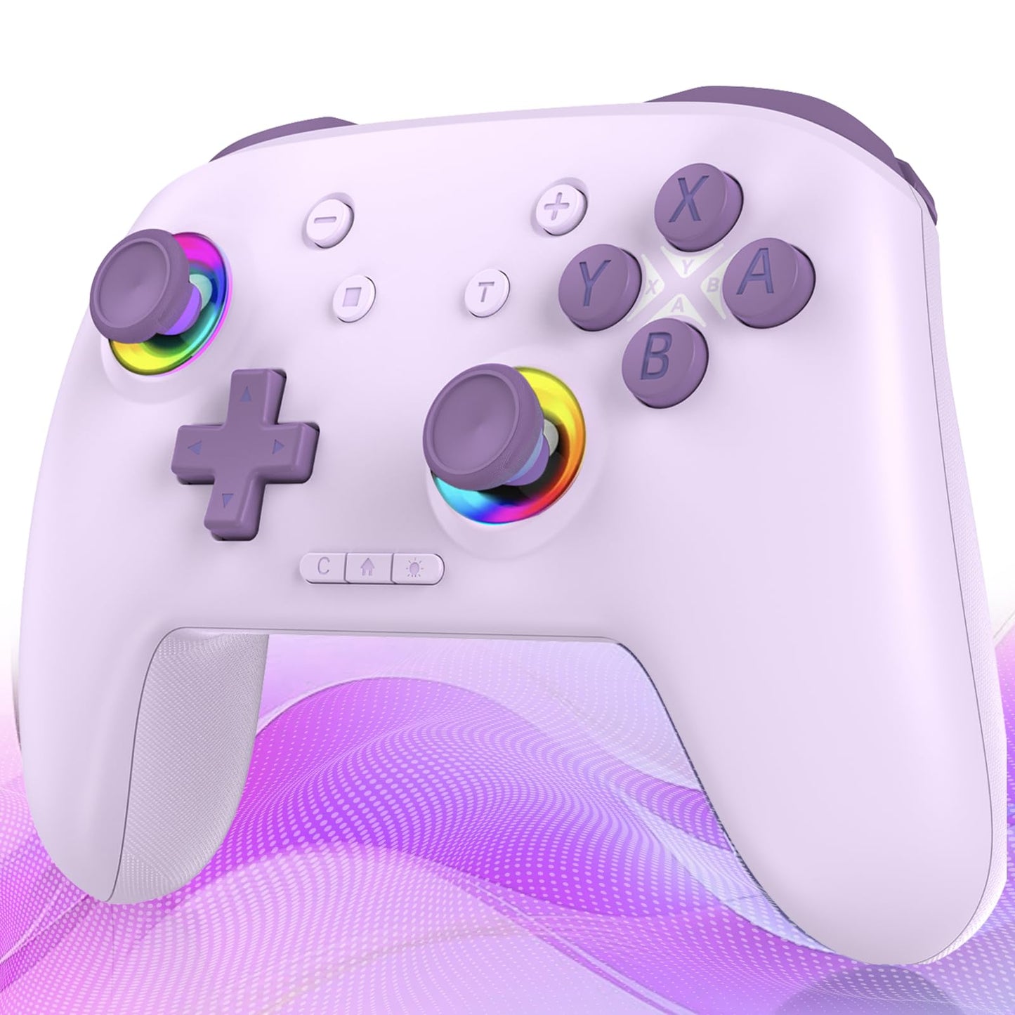 GAMEASY Switch 2 controller - Enhanced Wireless Bluetooth Controller with Wake Up/Hall Joysticks/Programmable/Turbo/9 RGB Lighting - Work for Switch2/1/oled/lite Windows PC Android IOS and Steam Purple