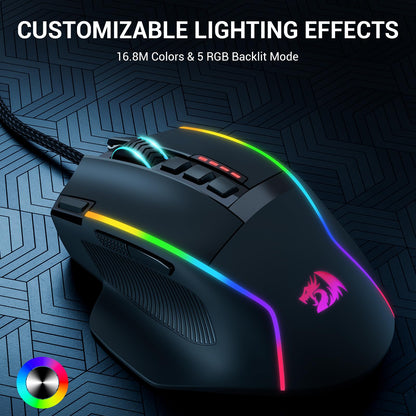 Redragon M915-RGB Wired Gaming Mouse, 26,000 DPI Optical Sensor, Ergonomic Design, Black, Programmable RGB for Laptop/PC/Mac