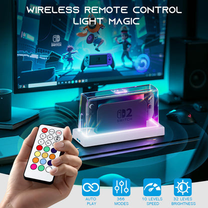 HEYSTOP Switch 1/2 Dust Cover with 16 LED Colors, RGB Light Base, Model GASB9001P, Waterproof Acrylic Display Case