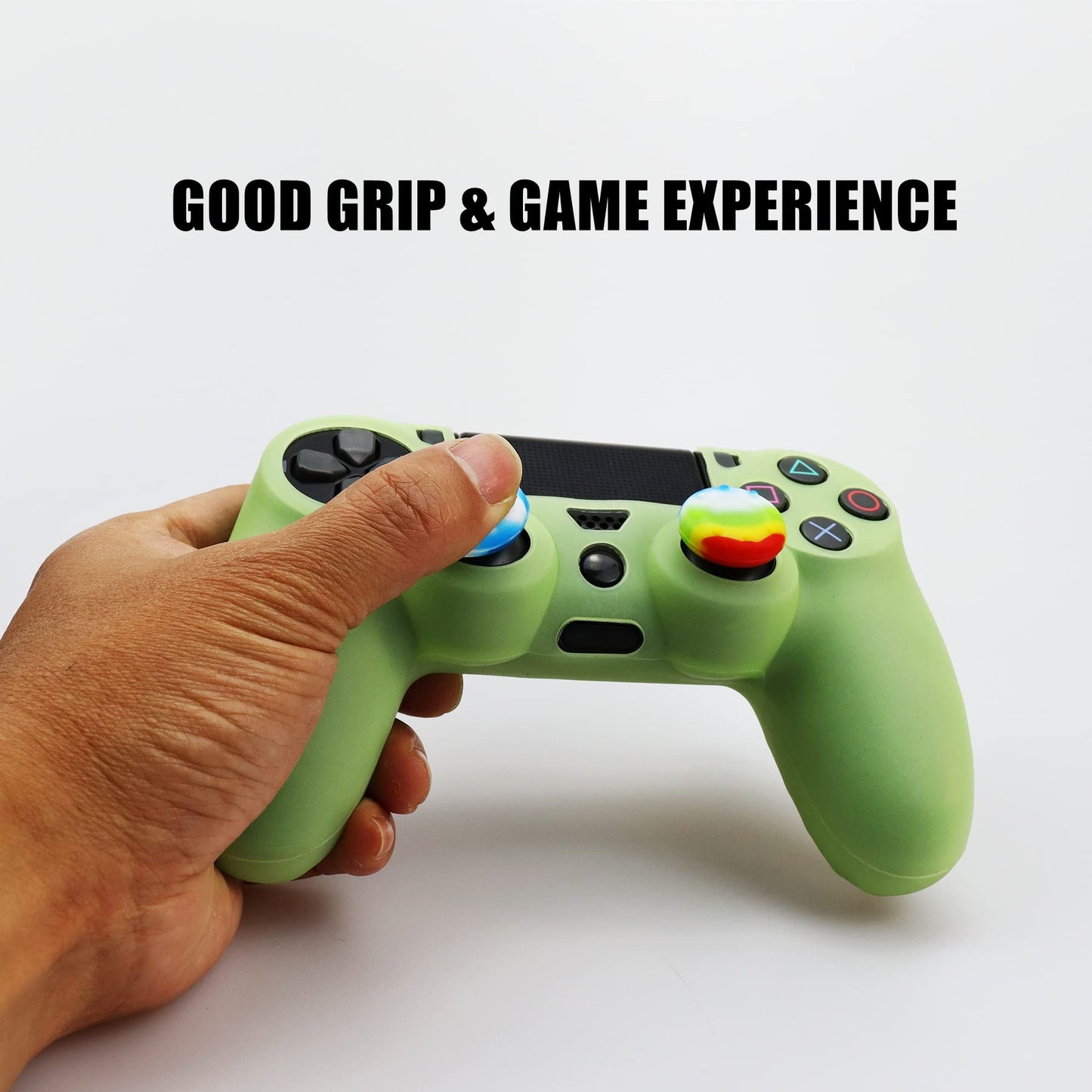 Oiokew Silicone Skin for PS4 Controller - Anti-Slip Shell Cover Case with 10 Joystick Grips - Dark Glow, Compatible with DualShock 4