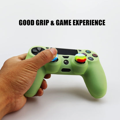 Oiokew Silicone Skin for PS4 Controller - Anti-Slip Shell Cover Case with 10 Joystick Grips - Dark Glow, Compatible with DualShock 4