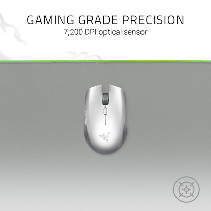 Razer Atheris Wireless Mouse - 7200 DPI, 350 Hr Battery Life, Bluetooth, USB Receiver, One Size, Mercury White