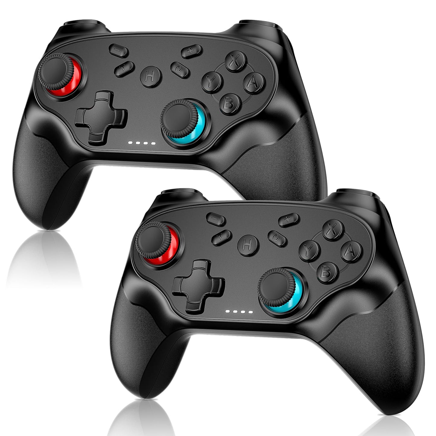 Nonbliep Wireless Controller for Nintendo Switch & PC, Dual Vibration, Bluetooth, 2-Pack, Black