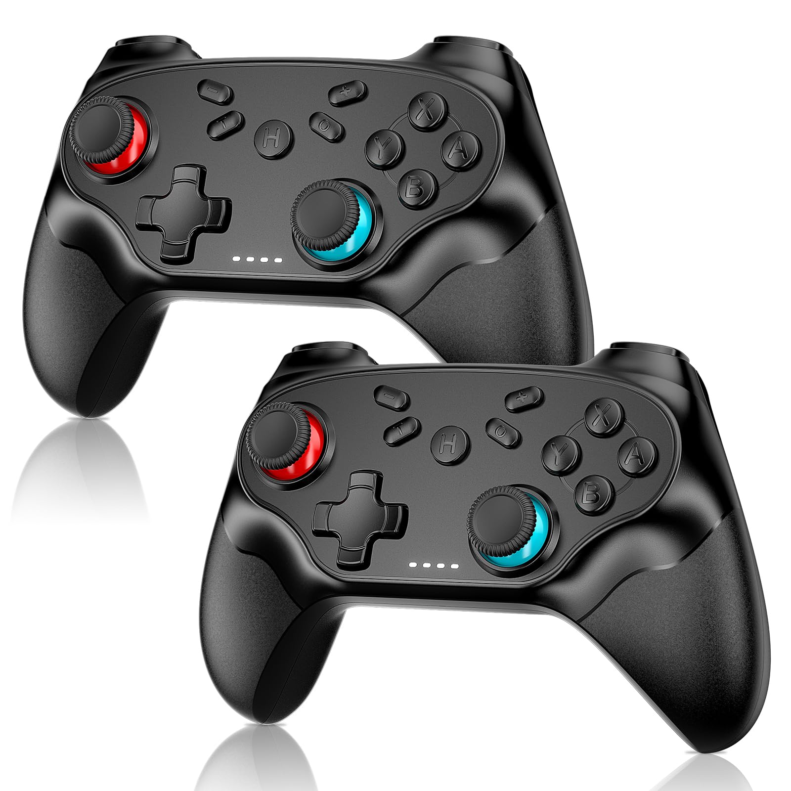 Nonbliep Wireless Controller for Nintendo Switch & PC, Dual Vibration, Bluetooth, 2-Pack, Black