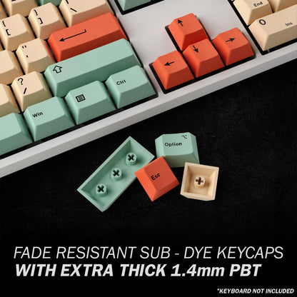 HK GAMING Dye Sublimation PBT Keycap Set | 139 Keys Cherry Profile | ANSI US-Layout | Melon Color | Compatible with Cherry MX, Gateron, Kailh