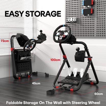 RACGTING Racing Wheel Stand - Foldable Adjustable for Logitech G29/G920/G923, Thrustmaster T248/T300RS - Black - Model T200601