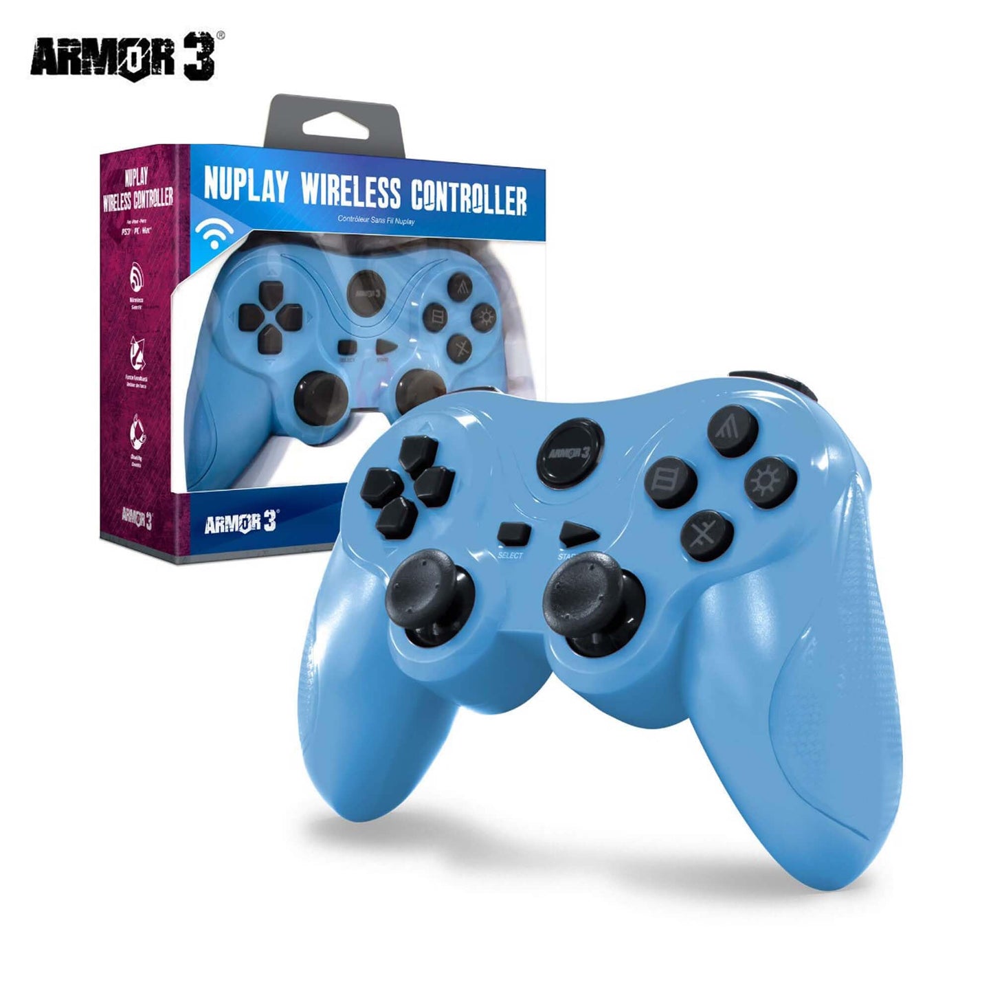 Armor3 Nuplay Wireless Game Controller for PS3(Playstation 3) - Light Blue