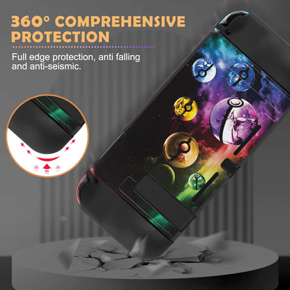 DLseego Cartoon Balls Switch Case - Soft TPU Shell, Shockproof, Scratch Resistant, Includes 4PCS Thumb Grips, Colorful Design