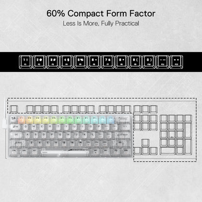 Redragon K617 SE 60% RGB Mechanical Keyboard, 61 Keys, White Transparent, Custom Linear Switch, Model 6950376717375