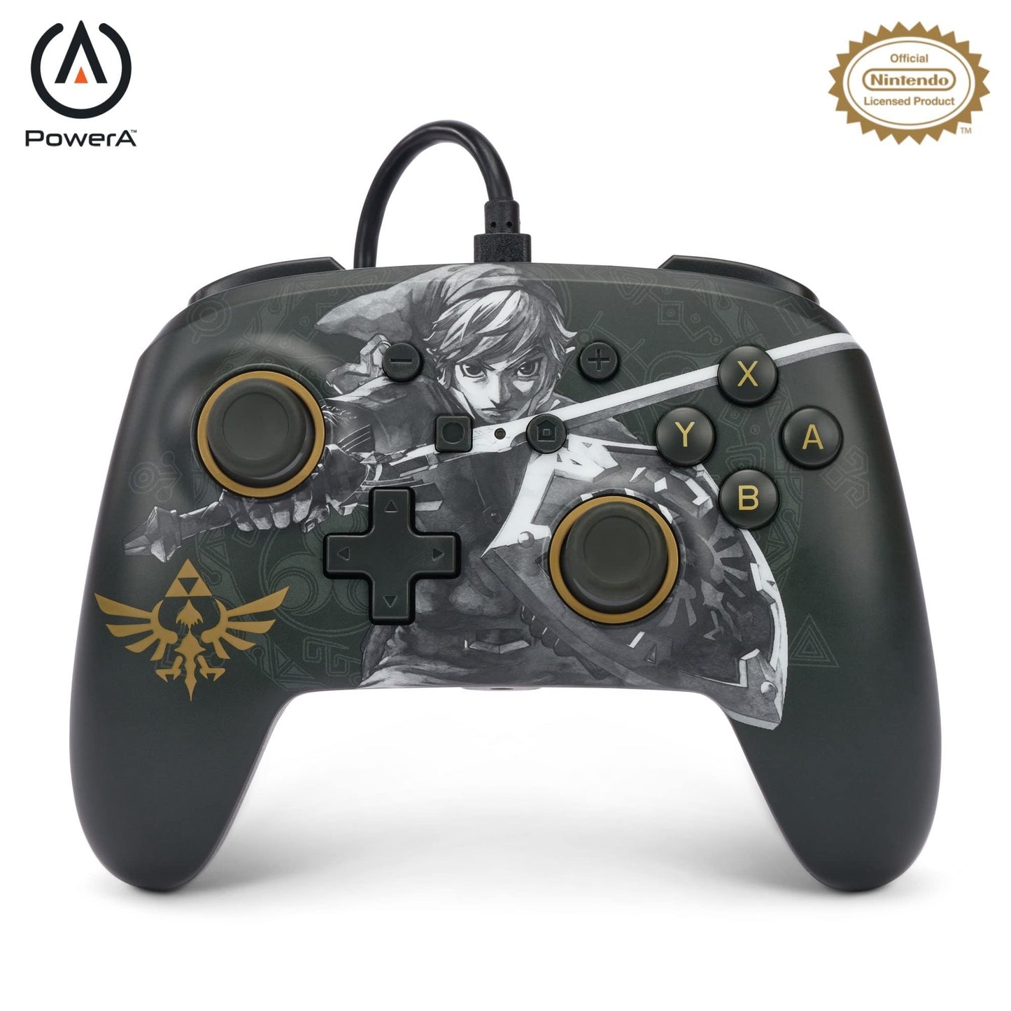 PowerA Enhanced Wired Controller for Nintendo Switch - Battle-Ready Link, Model NSGP0091-01, Officially Licensed Gamepad