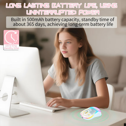 elec Space Wireless Bluetooth Mouse - Rechargeable, Silent, RGB Lighting, Ergonomic Design, Blue