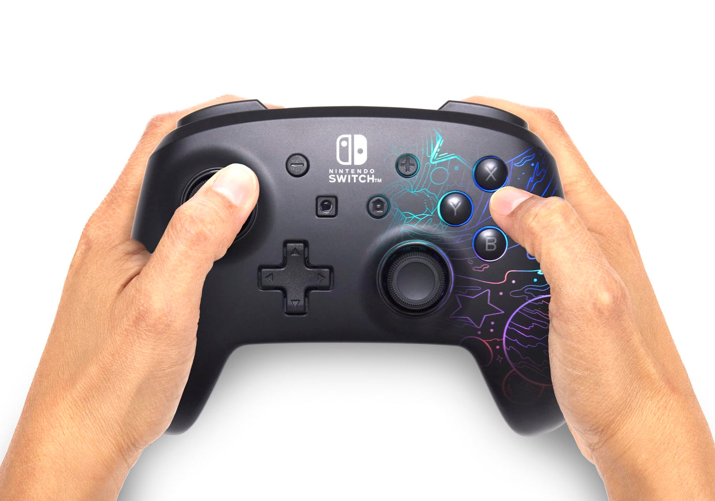 PowerA Enhanced Wireless Controller for Nintendo Switch - Galactic Vortex, RGB Lighting, Rechargeable, Model NSGP0349-01