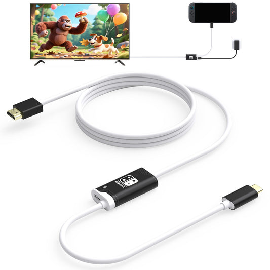 Switch 2 Dock  4K@60HZ 6.6 ft  USB C to HDMI Replacement Cable for Nintendo Switch 2 Dock  Portable Travel TV Base Adapter & Travel NS 2 Docking Station Cord Compatible with Nintendo Switch 2/OLED