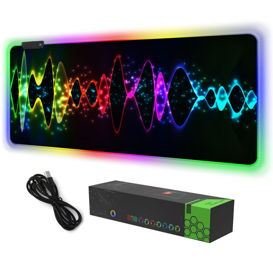 DINKY RGB Gaming Mouse Pad - Large 31.4x11.8 inch, 14 Lighting Modes, Water Resistant, Purple Nebula - Model DK-RGB-80-001