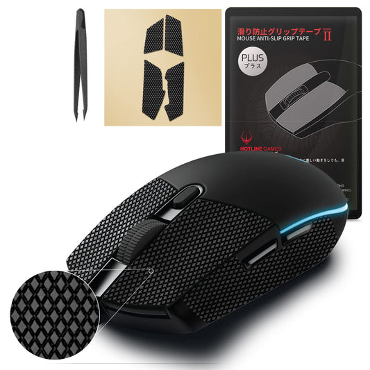 HOTLINEGAMES [Grip Upgrade] 2.0 Plus Anti Slip Grip Tape Compatible with Logitech G pro/G305/G203/G102/G304 Gaming Mouse Skins Sweat Resistant Cut to Fit Easy to Apply Professional Mice Upgrade