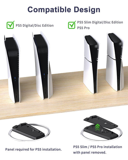 Gmeaou PS5 Slim Stand - Vertical Console Stand for PS5 & PS5 Slim, Space Saving Design, Black