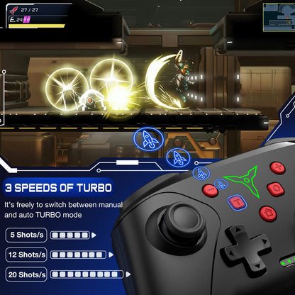 ELISWEEN Wireless Switch Controller for Nintendo Switch - Black, with Mouse Touch Feeling, Programmable, Turbo, Wake-up Function