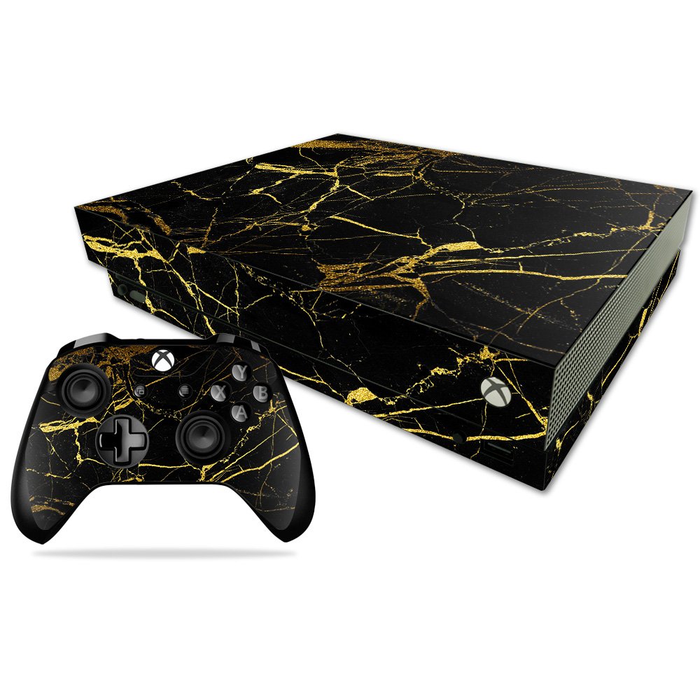 MIGHTY SKINS Xbox One X Skin - Black Gold Marble Vinyl Decal, Durable, Easy Apply, 9 x 0.1 inches, Unique Design, Made in USA