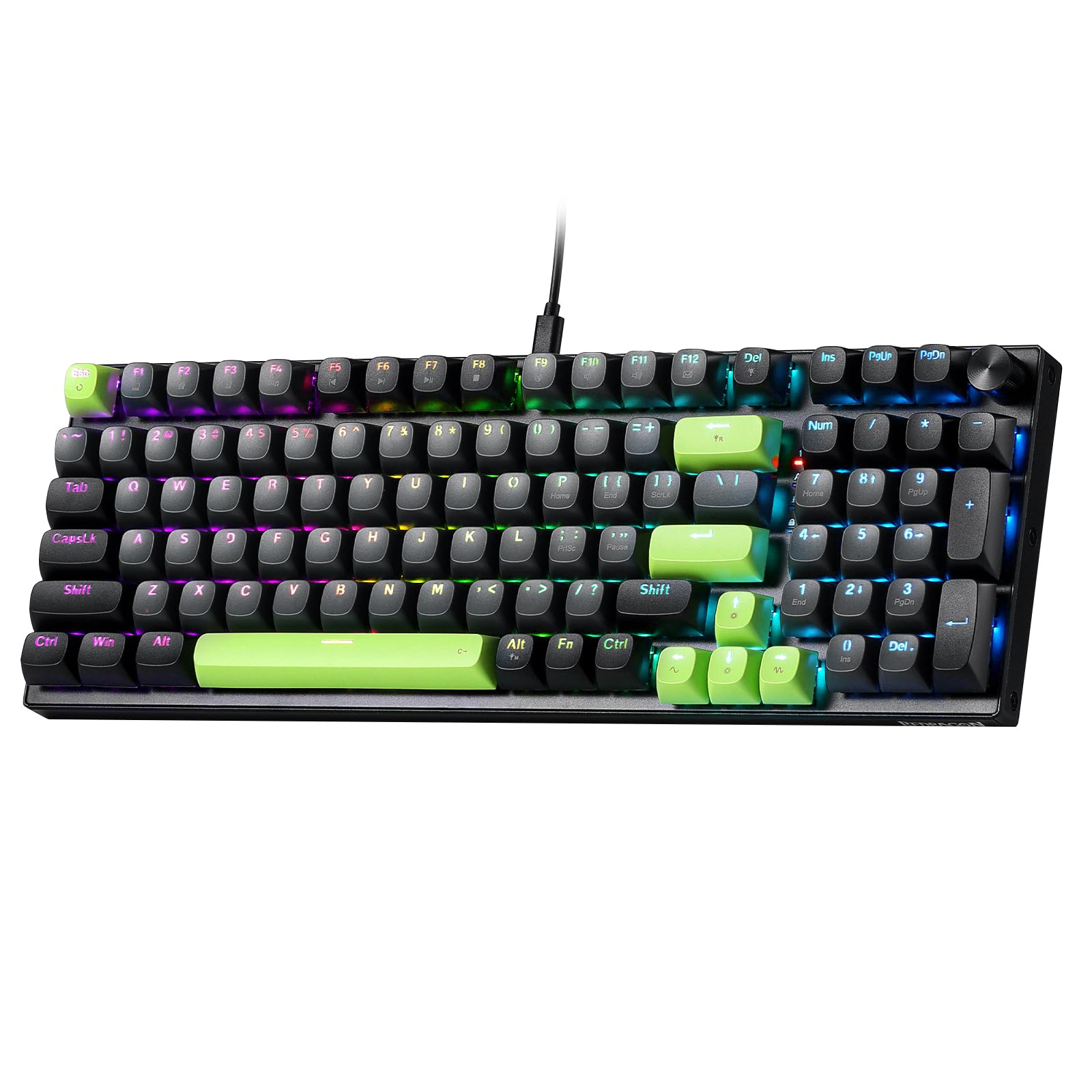 Redragon K740 98 Keys Wired RGB Gaming Keyboard  95% PBT Mechanical Keyboard w/Solid Aluminum Base  Dedicated Knob Control & Hot-Swap Socket  Custom Linear Switch