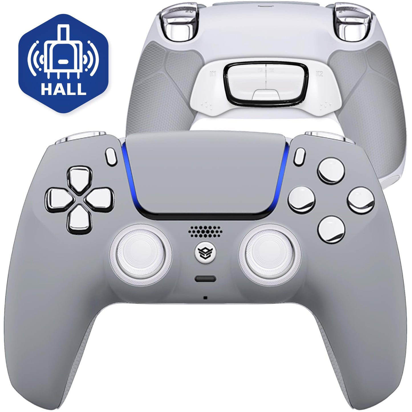 HEXGAMING ULTIMATE Hall Effect Wireless Controller Compatible with ps5-4 Back Buttons  Mouse-Click Hair Triggers  Interchangeable Thumbsticks - New Hope Gray