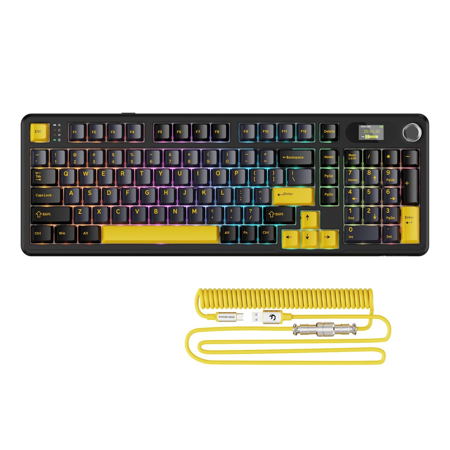 ATTACK SHARK X98PRO Wireless Mechanical Keyboard Multi-Function Knob&TFT Screen Tri-Mode BT/2.4G Hz/USB-C Wired Keyboard Hot-Swap RGB Backlit 4000mAh 98 Keys Cloud Drive for Win/Mac/Linux-Starry Black