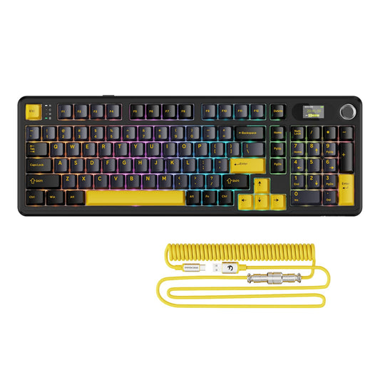 ATTACK SHARK X98PRO Wireless Mechanical Keyboard Multi-Function Knob&TFT Screen Tri-Mode BT/2.4G Hz/USB-C Wired Keyboard Hot-Swap RGB Backlit 4000mAh 98 Keys Cloud Drive for Win/Mac/Linux-Starry Black
