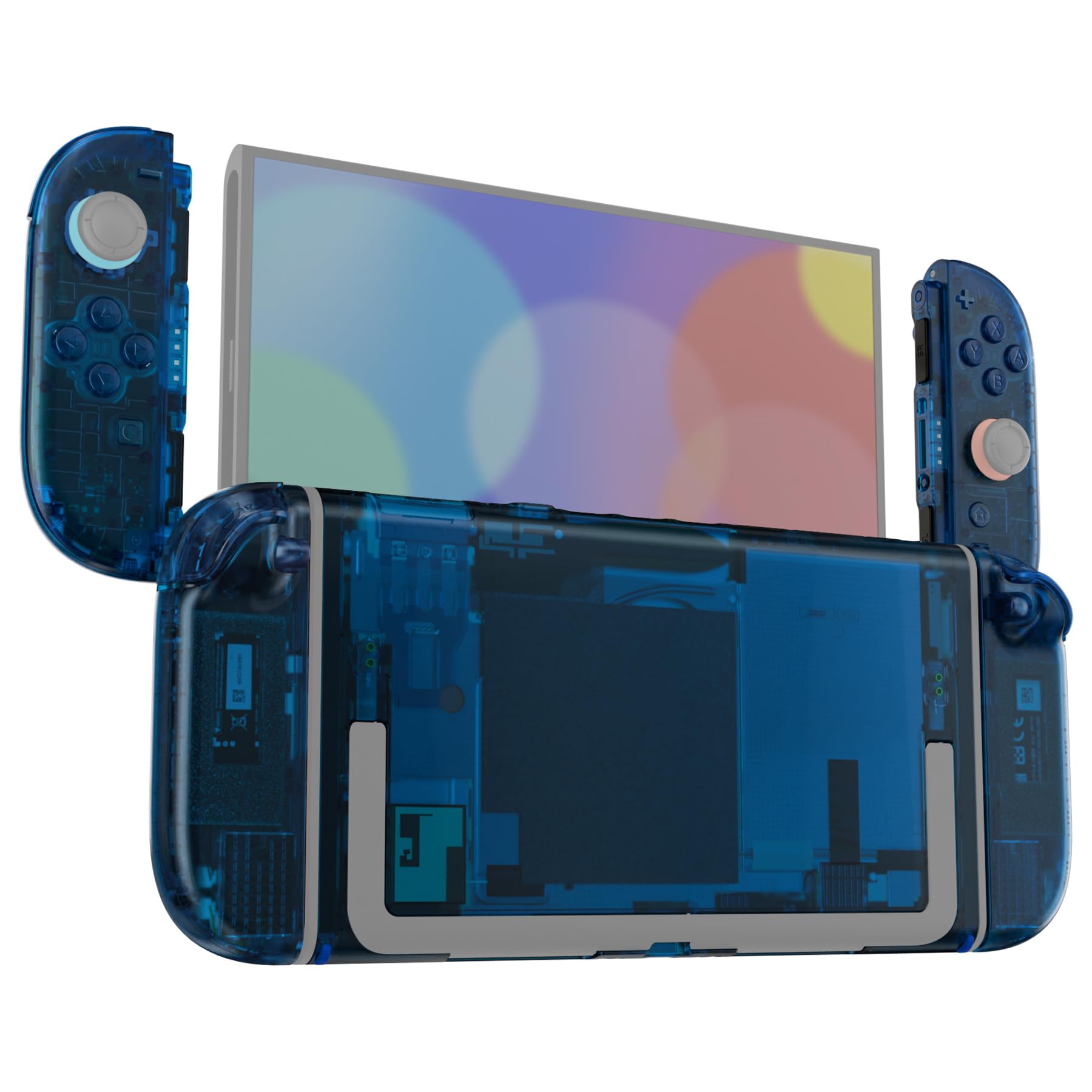 eXtremeRate DIY Replacement Shell Buttons for Nintendo Switch 2  Custom Full Set Rear Back Plate Controller Housing with Buttons for Switch 2 Handheld Console & Joycon 2 - Deluxe Version - Clear Blue