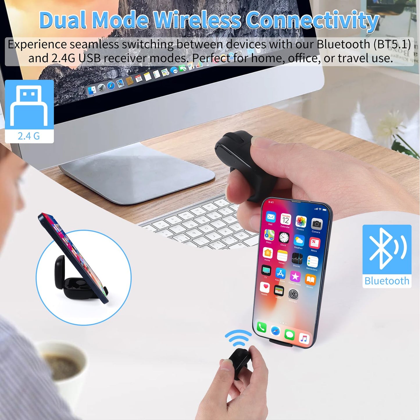 elec Space Mini Bluetooth Wireless Mouse - Dual Mode, Rechargeable, Pink, Ideal for PC, Laptops, Tablets & Smartphones