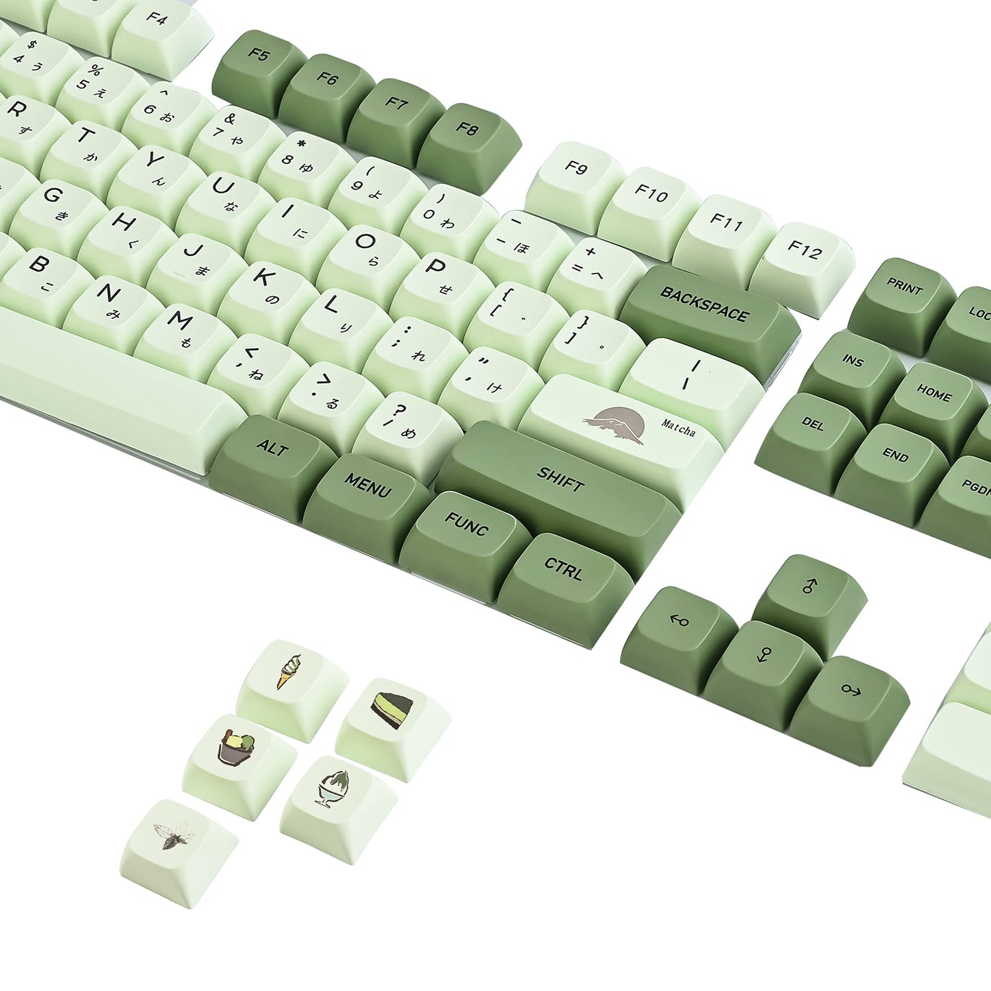 Ussixchare PBT Matcha Keycaps Set - 122-Key XDA Profile Dye-Sub ANSI Layout for Cherry MX Keyboard