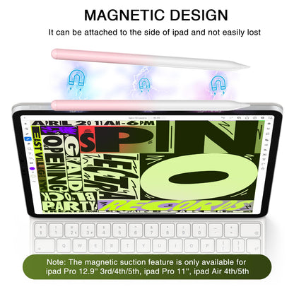 HATOKU iPad Pencil 1st Gen with Fast Charging, Tilt & Palm Rejection, Model ID732, Pink White, Compatible with iPad 2018-2025