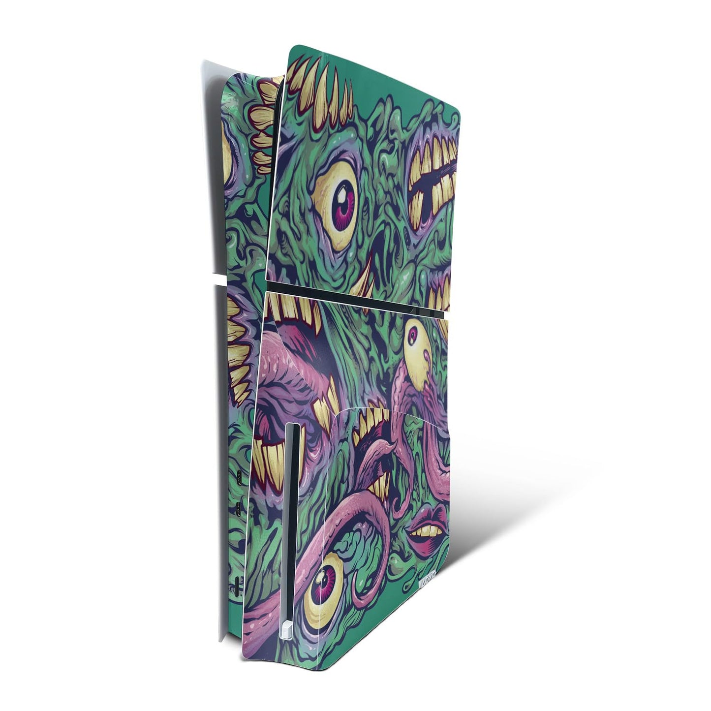 MightySkins Skin Compatible with Playstation 5 Slim Disk Edition Console Only - Eyes and Teeth | Protective  Durable  and Unique Vinyl Decal wrap Cover | Easy to Apply | Made in The USA