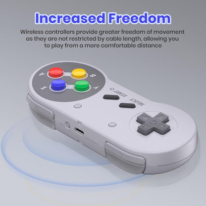 SAFFUN 2.4 GHz Wireless SNES Controller & USB Receiver - Multicolor, Compatible with Switch/Switch OLED, PC, Mac, Android, Raspberry Pi (2 Pack)