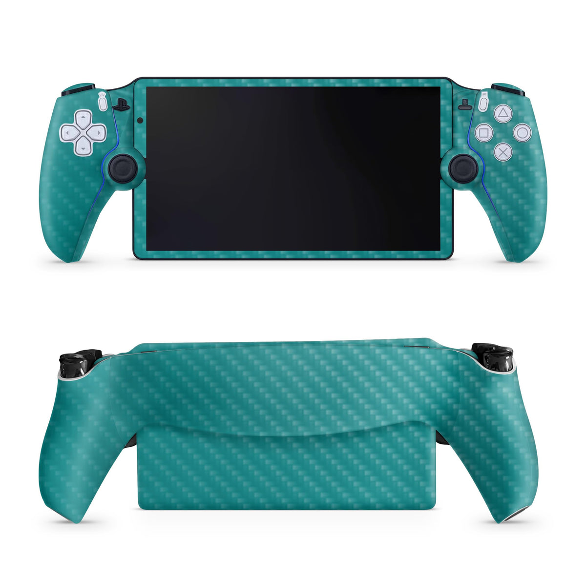 Carbon Fiber Gaming Skin Compatible with PS5 Portal Remote Player - Solid Teal - fine 3M Vinyl Protective Wrap Decal Cover - Easy to Apply | Crafted in The USA by MightySkins