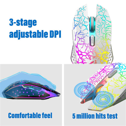 LexonElec Wireless Gaming Keyboard and Mouse Combo, 61 Key RGB Backlit, Ergonomic Design, Rechargeable, White Rainbow, Model T61