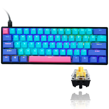 Guffercty Kred GTSP Gk61 60% Mechanical Gaming Keyboard, Gateron Optical Yellow, PBT Keycaps, RGB Backlit, Joker Color