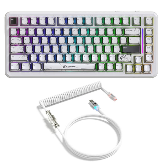 ATTACK shark design X82PRO HE Magnetic Switch Gaming Keyboard 8KHz Adjustable Actuation 5000mAh Battery Tri-Mode Wireless Keyboard with C01Ultra Aviation Cable Cloud/Software Drive for Win/Mac(White)