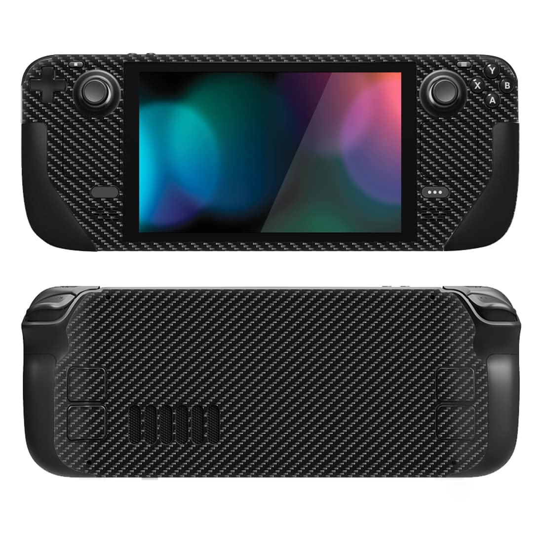 PlayVital Full Set Protective Skin Decal for Steam Deck LCD  Custom Stickers Vinyl Cover for Steam Deck OLED - Black Silver Carbon Fiber