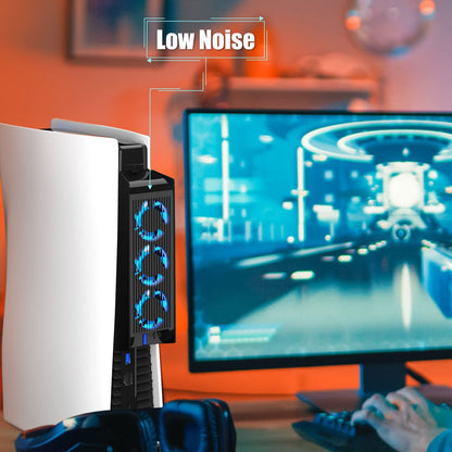 Electight PS5 Cooling Fan - Efficient Cooling System, 3 High-Speed Fans, Adjustable Speed, White, Compatible with PS5 Digital/Disc Edition