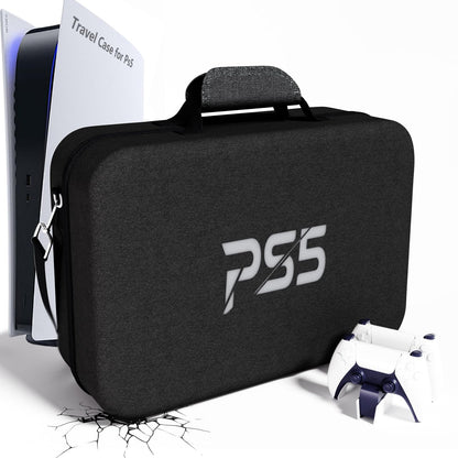 MOCADIA Hard Shell Carrying Case for PS5 & PS5 Slim - Portable Travel Bag, Black, Compatible with Console, Controllers & Accessories