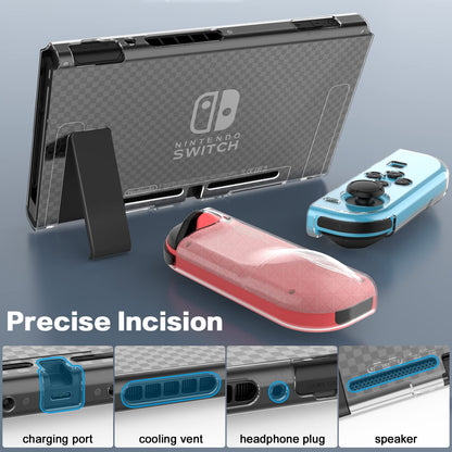 HEYSTOP Switch Case with Screen Protector for Nintendo Switch, Clear TPU, Includes 6 Thumb Grip Caps, Model AS-TPUCase-G