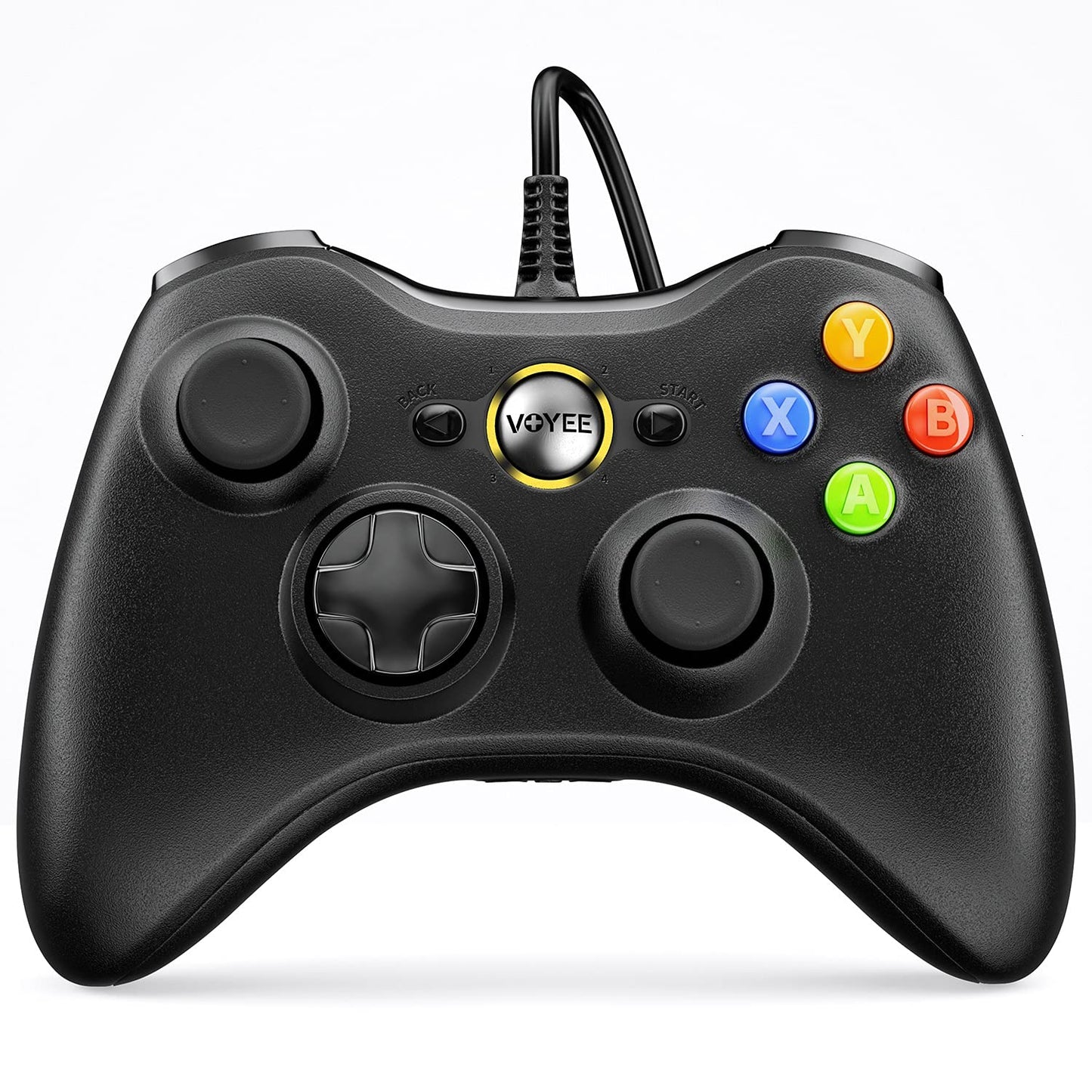 VOYEE PC Controller  Wired Controller Compatible with Microsoft Xbox 360 & Slim/PC Windows 10/8/7  with Upgraded Joystick  Double Shock | Enhanced (Black)