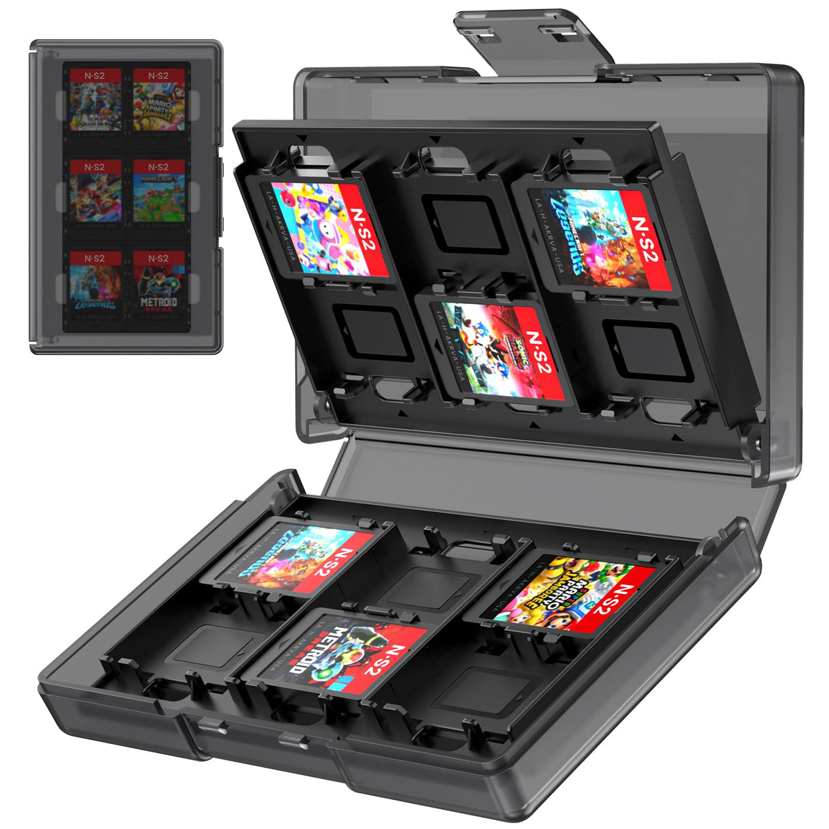 24 Switch 2 Game Card Case Holder Compatible with Nintendo Switch2/Switch/Switch OLED/Lite 24 refill unit sections Durable Hard Shell Compact Tpartyl & Home Storage Organizer Anti-Crush Plastic Design