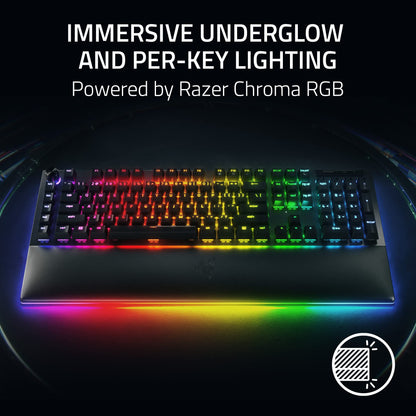 Razer BlackWidow V4 Pro Mechanical Gaming Keyboard - Yellow Switches, Chroma RGB, Magnetic Wrist Rest, Black, Model RZ03-04681900-R3U1