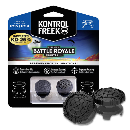 KontrolFreek Fps Freek Battle Royale Nightfall - PS4/PS5 Thumbsticks, High-Rise Convex, Black, Model 399426, Rubber Material