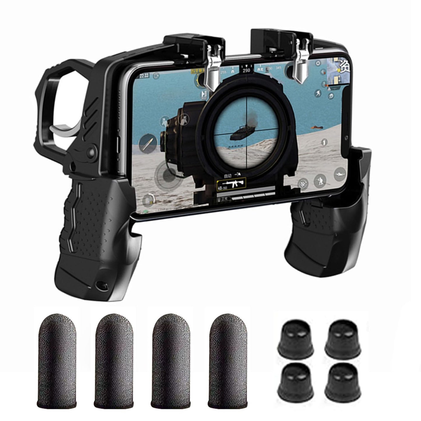 GOFOYO K21 Mobile Game Controller for PUBG/Call of Duty/Fortnite aim Trigger Fire Buttons L1R1 Shooter Sensitive Joystick Gamepad for 4.7-6.5 inch iPhone & Android Phone