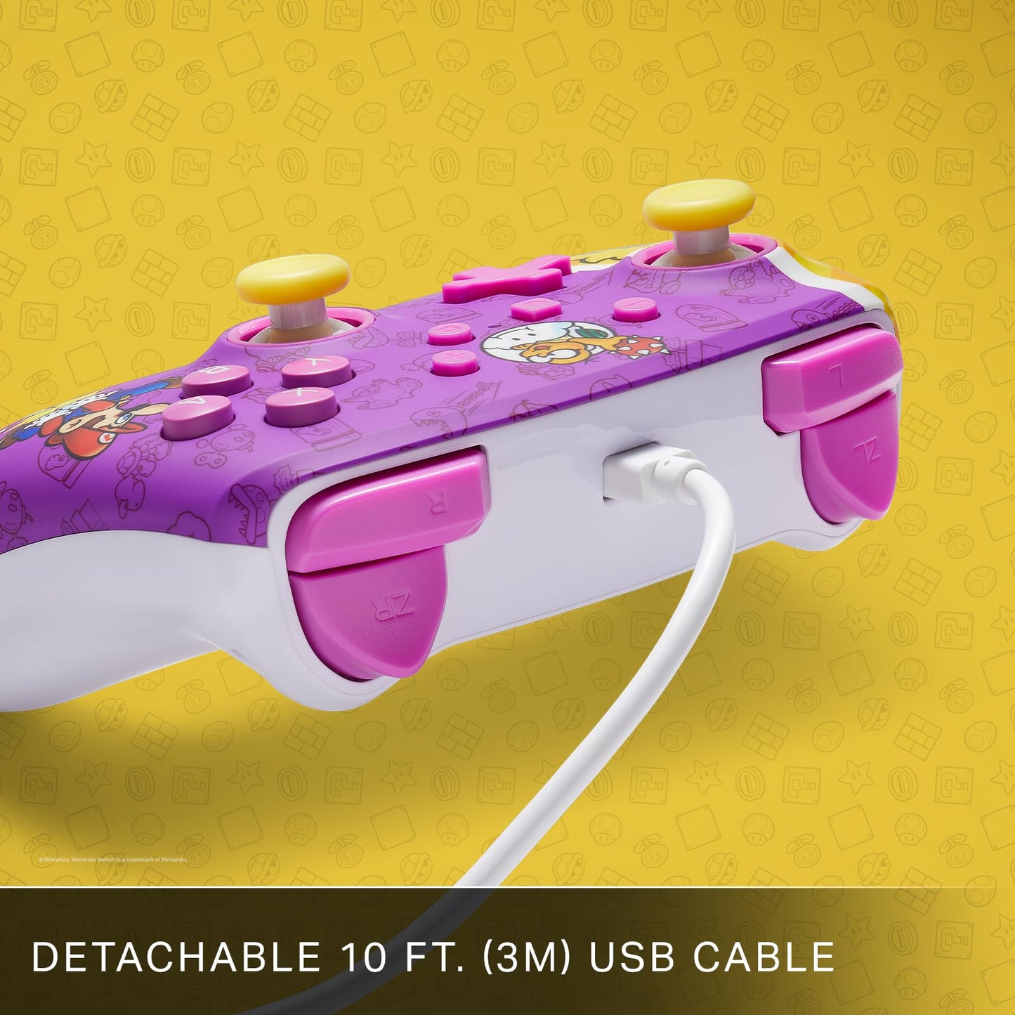 PowerA Enhanced Wired Controller for Nintendo Switch - Princess Peach Battle, 10ft Cable, 3.5mm Jack, Mappable Buttons, Model NSGP0092-01