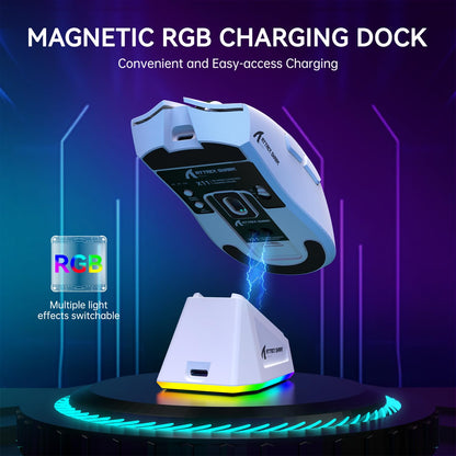 ATTACK SHARK X11 Wireless Gaming Mouse - RGB Dock, Tri-Mode, 22K DPI, 5 Buttons, White